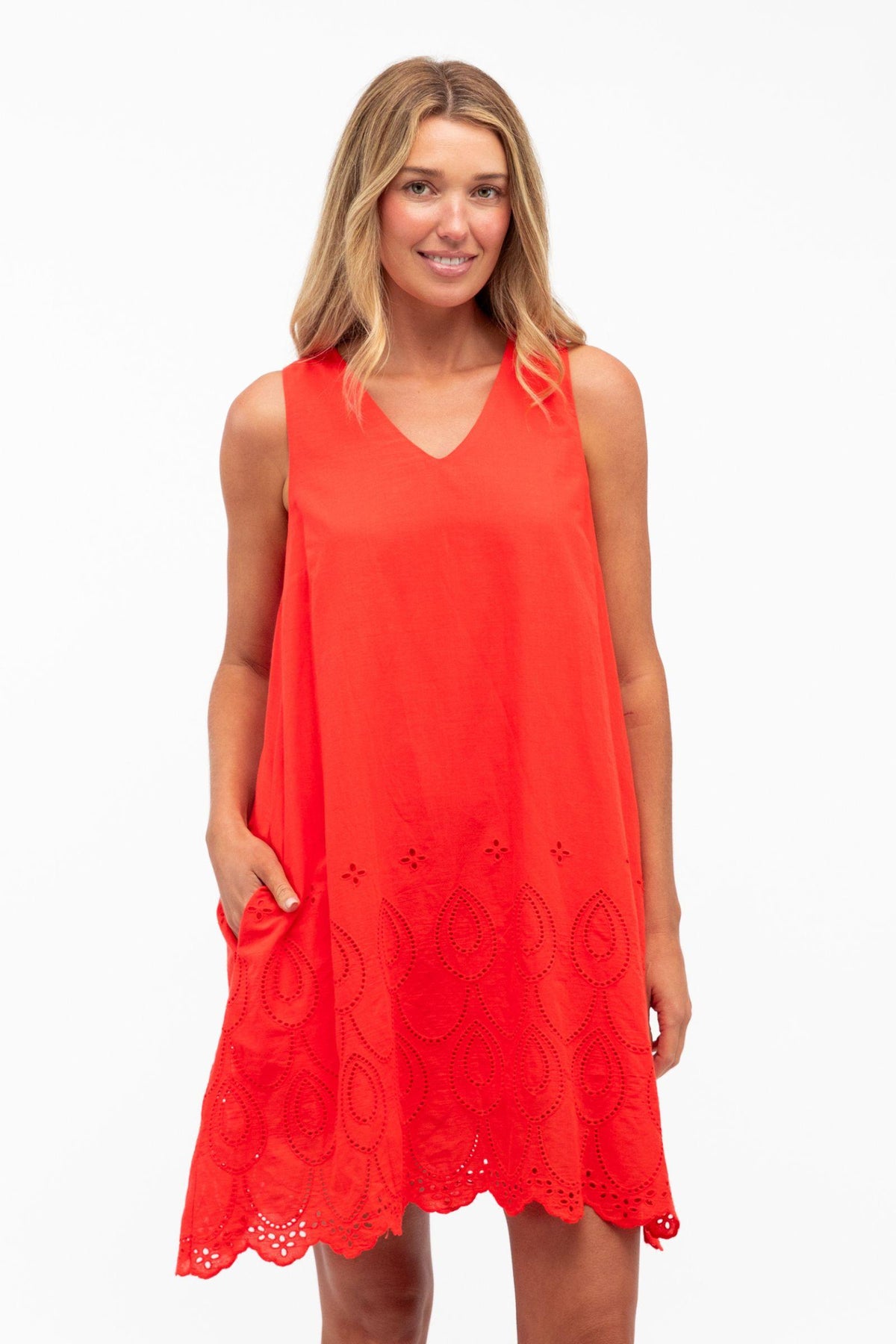Daphne A-Line Dress - Coral