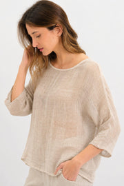 Nola Italian Linen Top - Natural