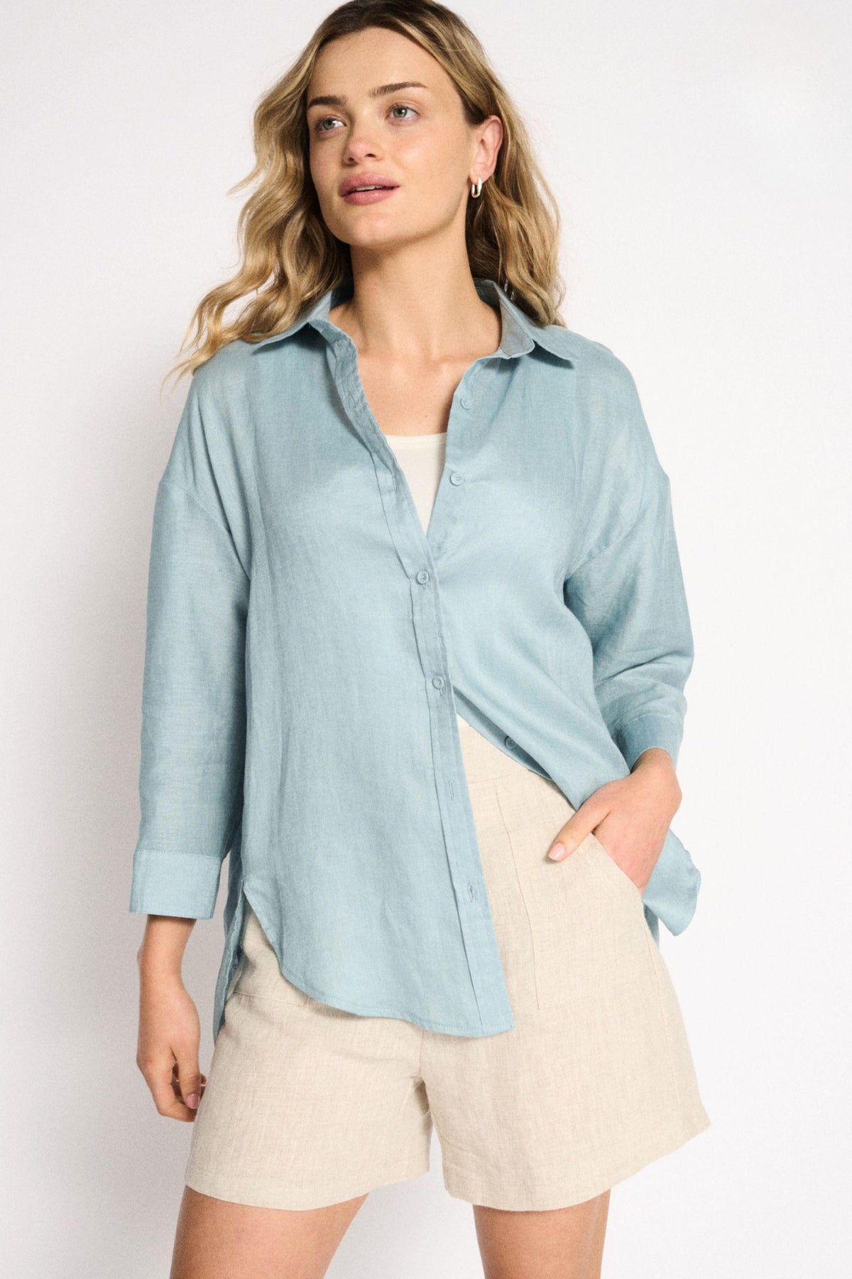 Boyfriend Shirt - Aqua Haze