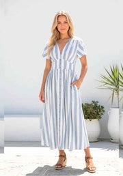 Della Dress - Blue Stripe