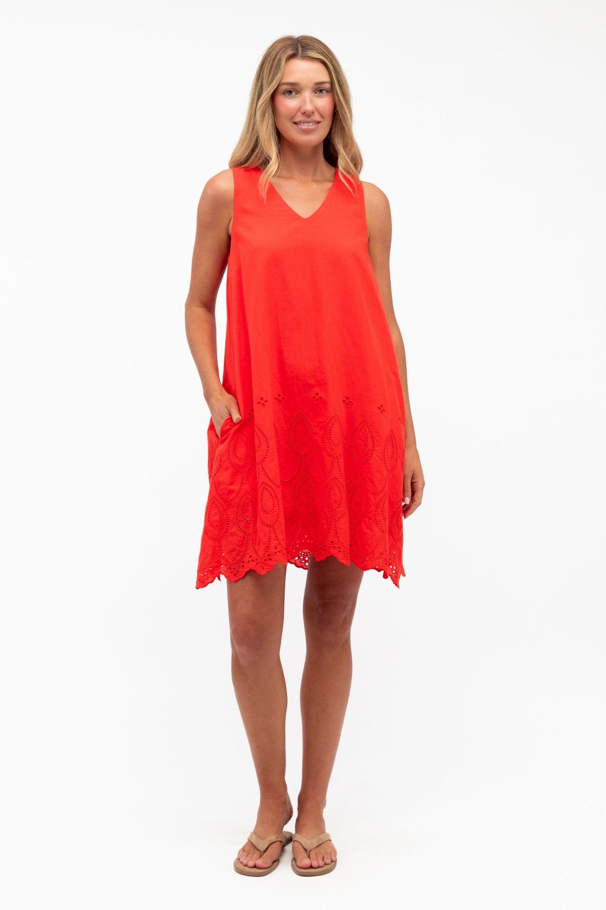 Daphne A-Line Dress - Coral