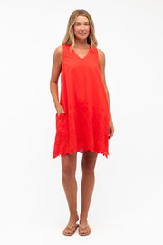 Daphne A-Line Dress - Coral