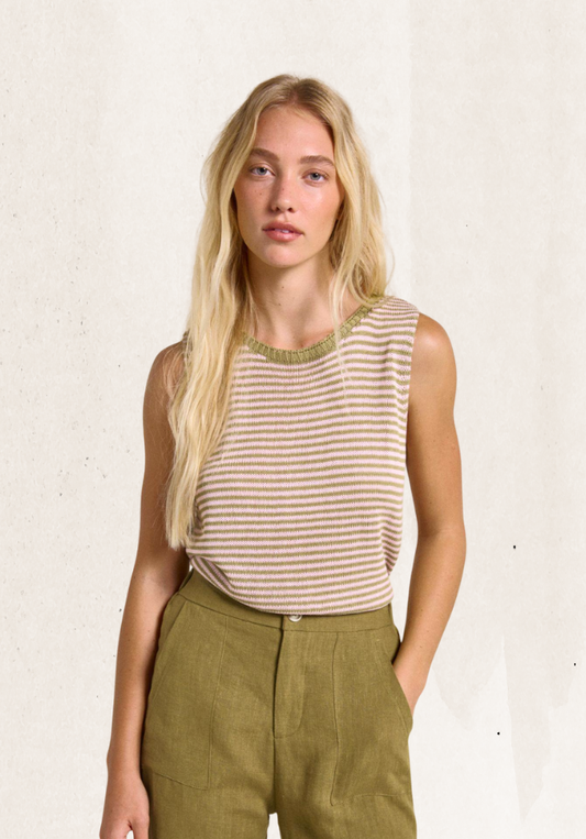 Stripe Spring Tank - Pink/Olive