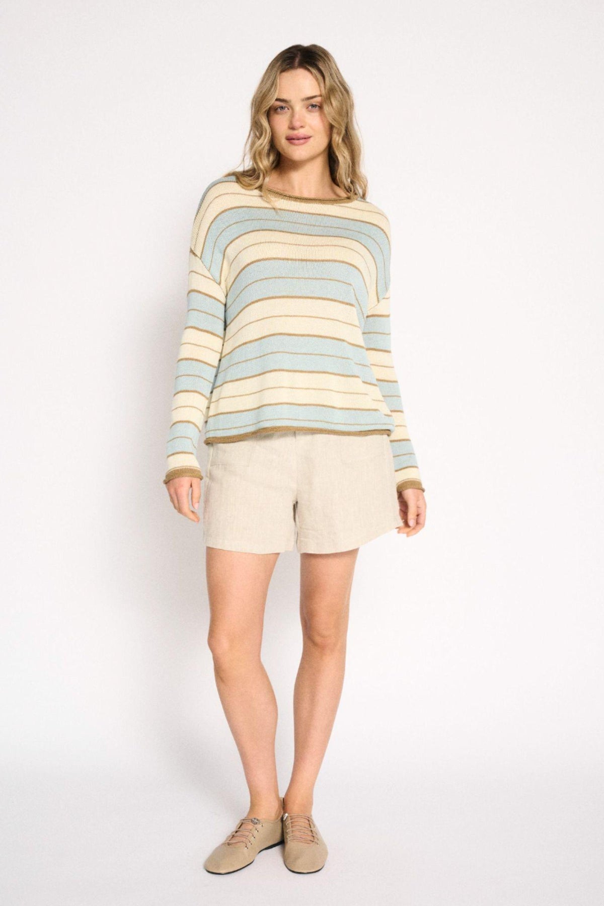 Solene Stripe Knit - Soft Aqua
