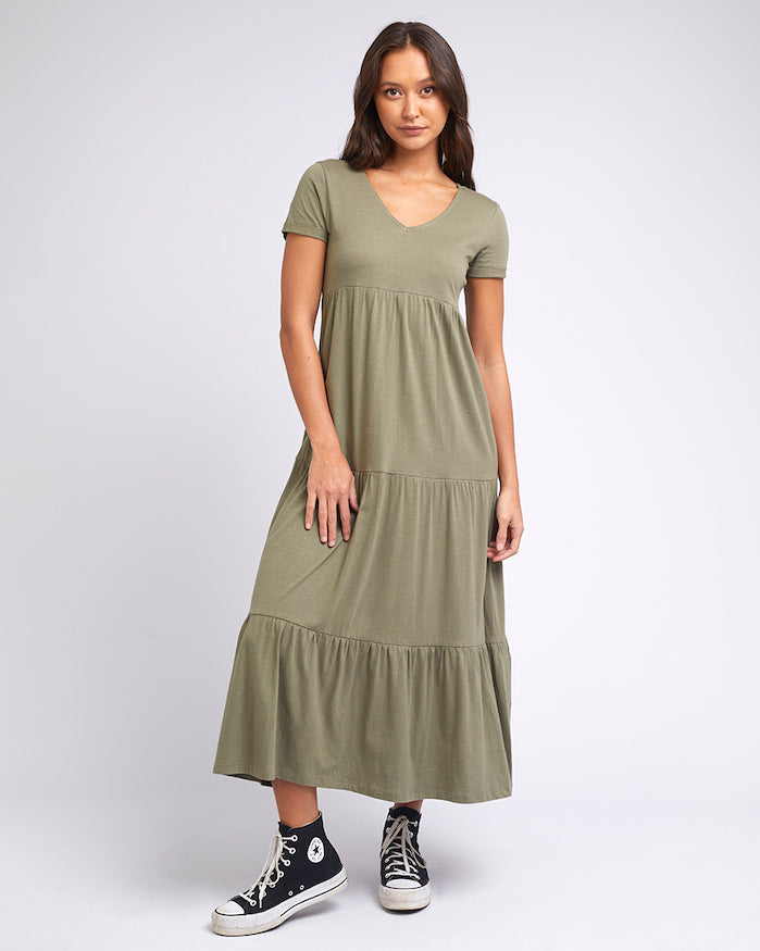 Lola Tiered Dress - Khaki