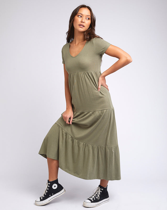 Lola Tiered Dress - Khaki