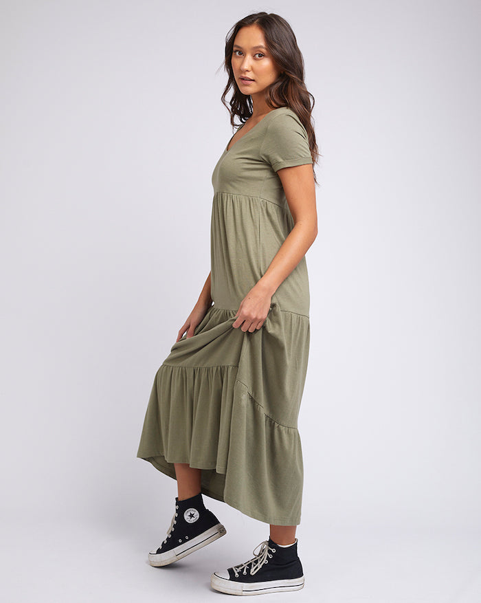 Lola Tiered Dress - Khaki