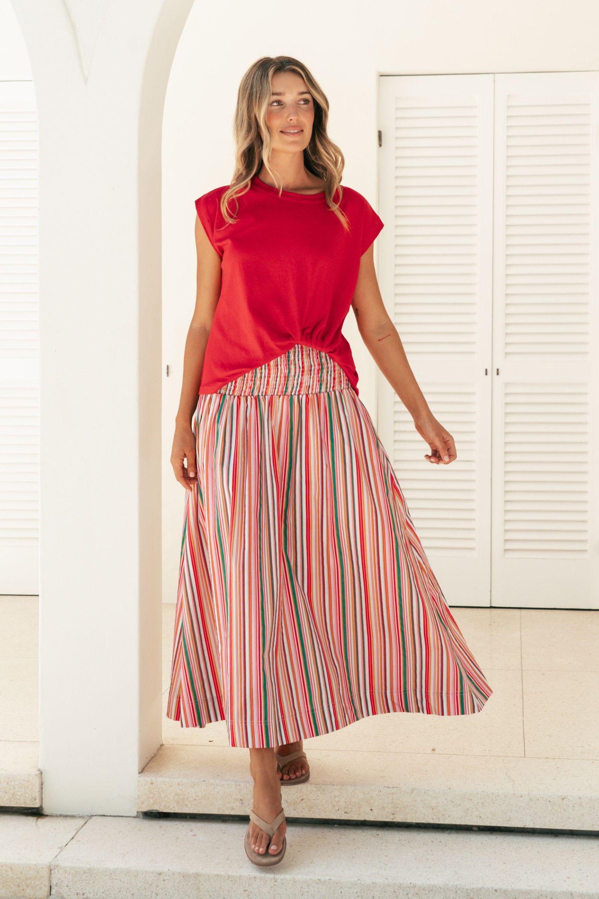 Bella Stripe Midi Skirt