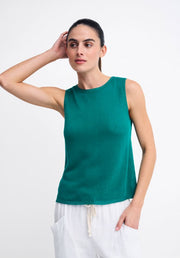 Spring Tank - Teal by Little Lies — front view of teal lightweight knit tank top, available in Australia at Kat and Ko Clothing