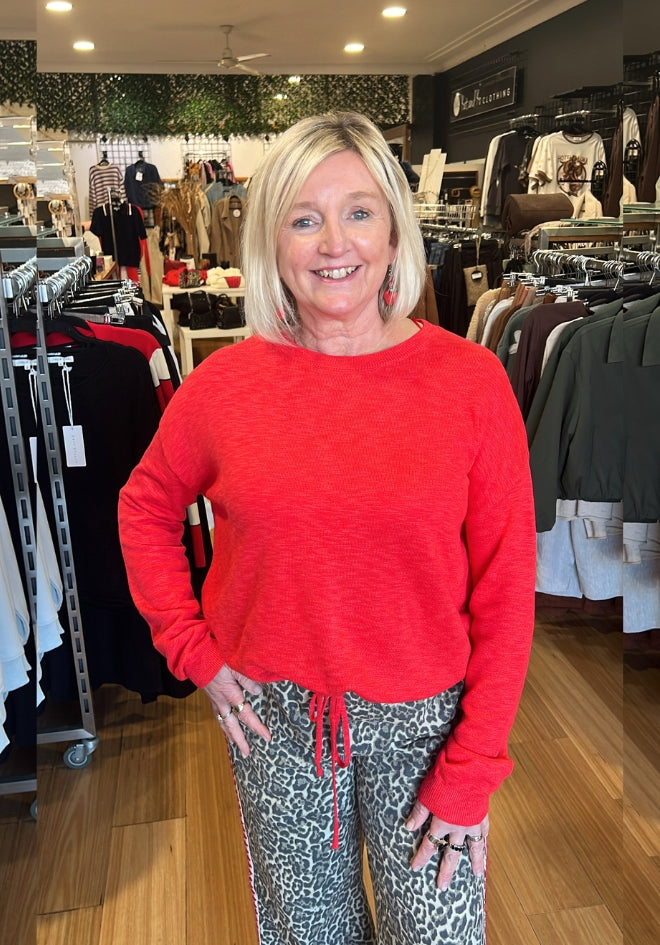 Hailey Drawstring Top - Red