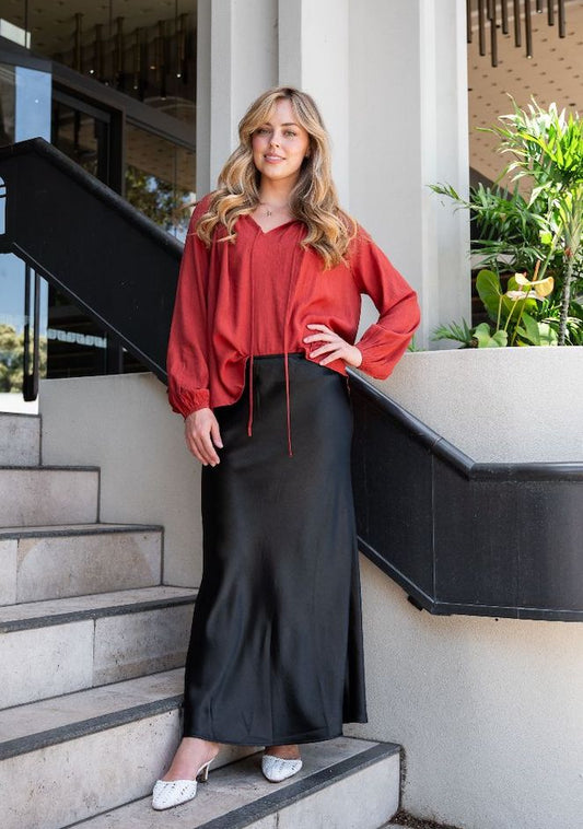 Kendall Satin Skirt - Black