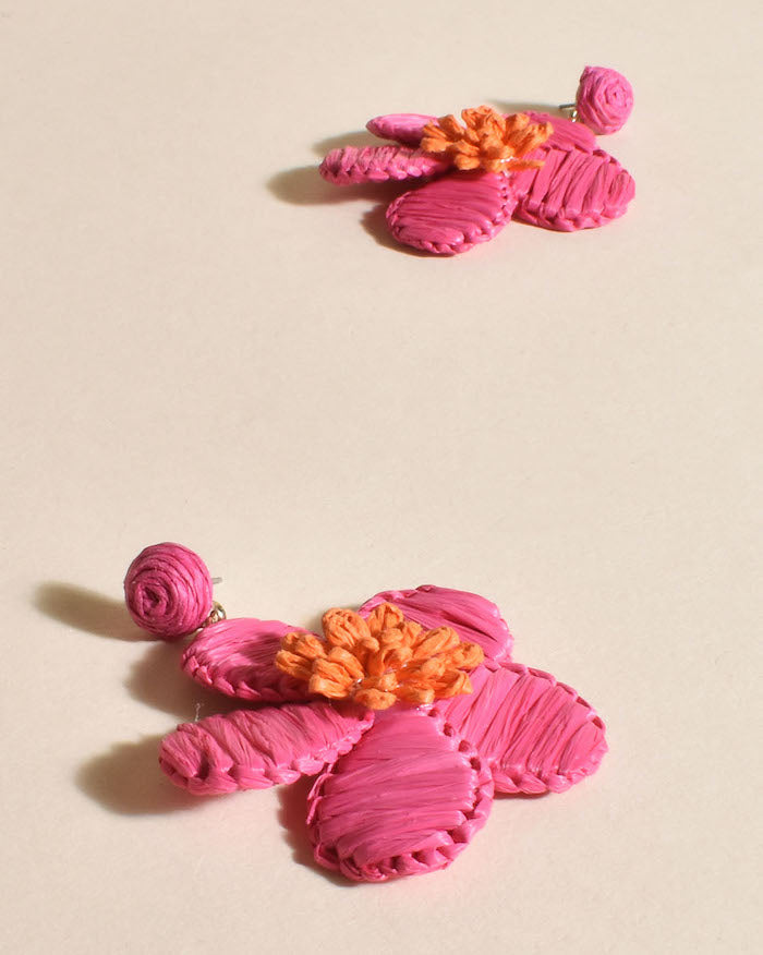 Oversized Woven Flower Earrings