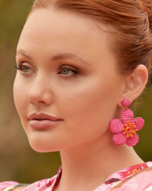 Oversized Woven Flower Earrings