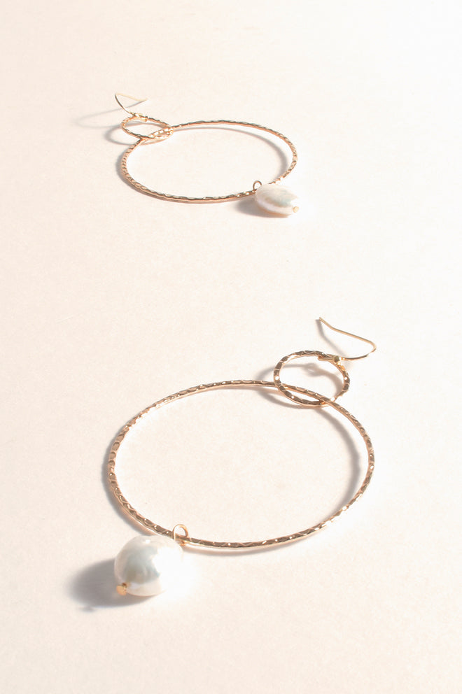 Pearl Drop Fine Ring Hook Earrings