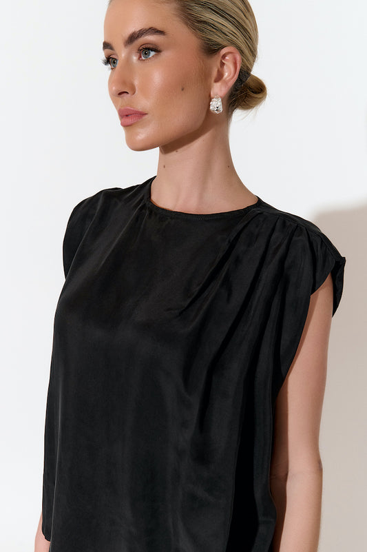 Yara Cupro Top - Black