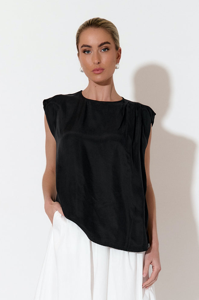 Yara Cupro Top - Black
