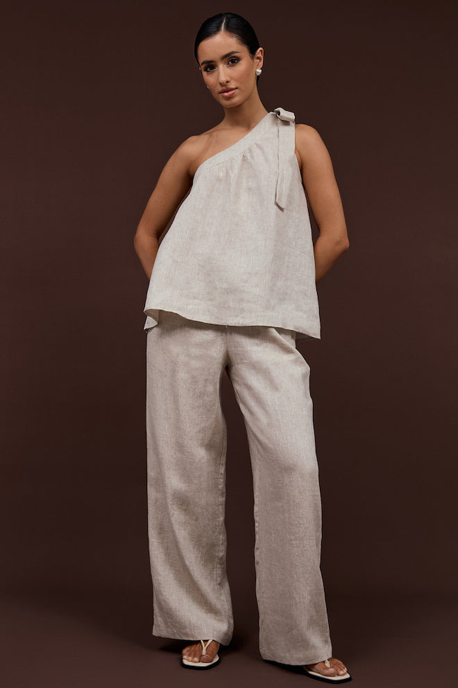 Frida Linen One Shoulder Top