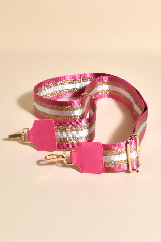 Jazmin Webbing Bag Strap - Hot Pink & Gold