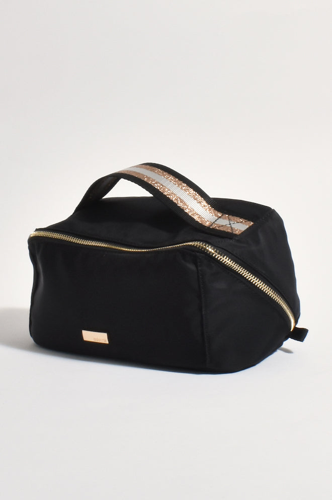 Toby Cube Makeup Bag by Adorne — compact cube-shaped makeup bag in black, a stylish everyday essential