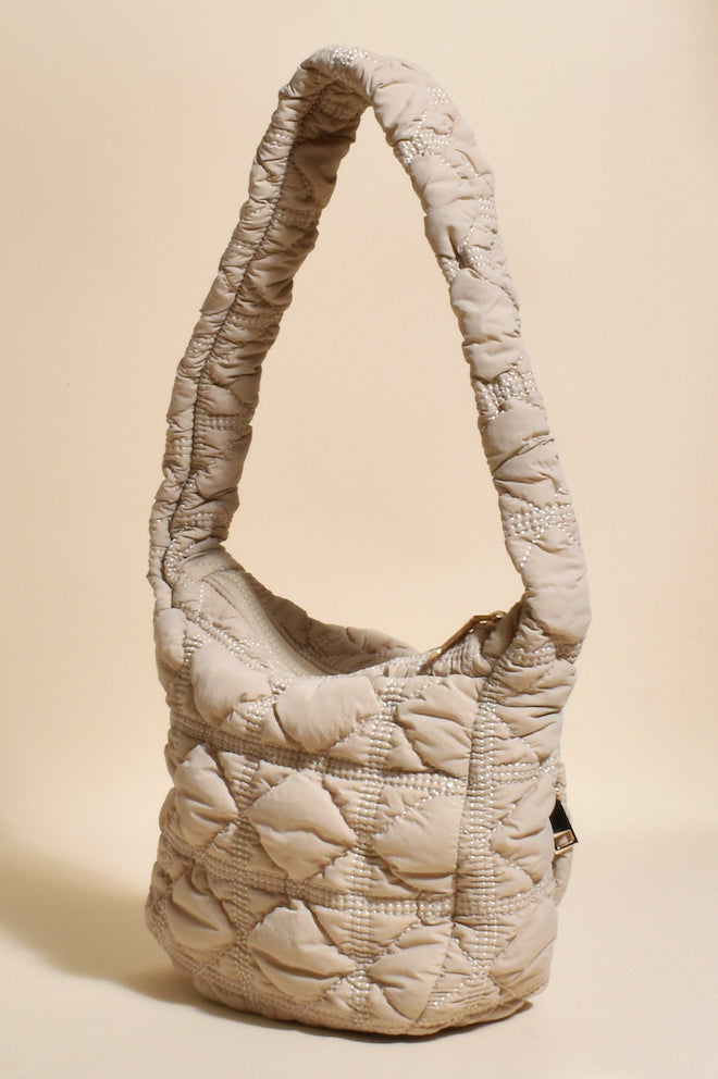 Minnie Quilt Puff Bag - Nude