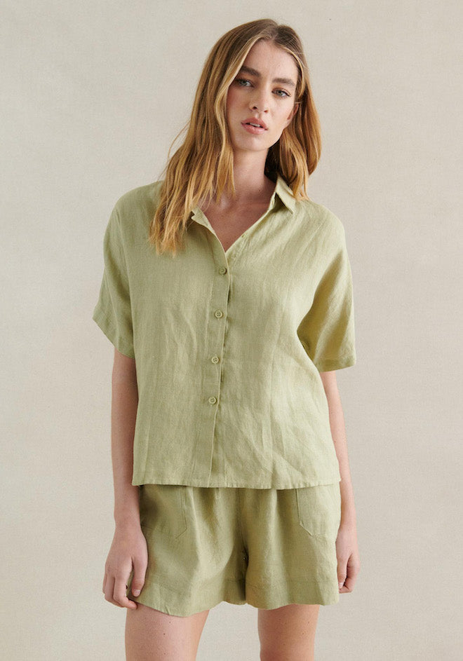 Bronte Linen Shorts - Sage