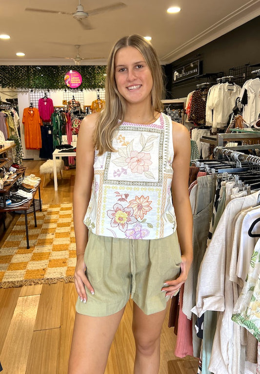 Bronte Linen Shorts - Sage