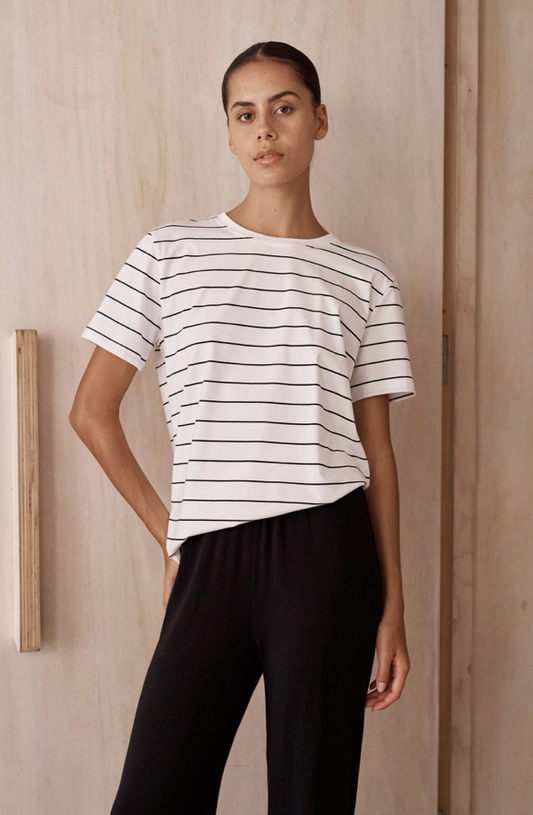 Stripe Athens Tee - White