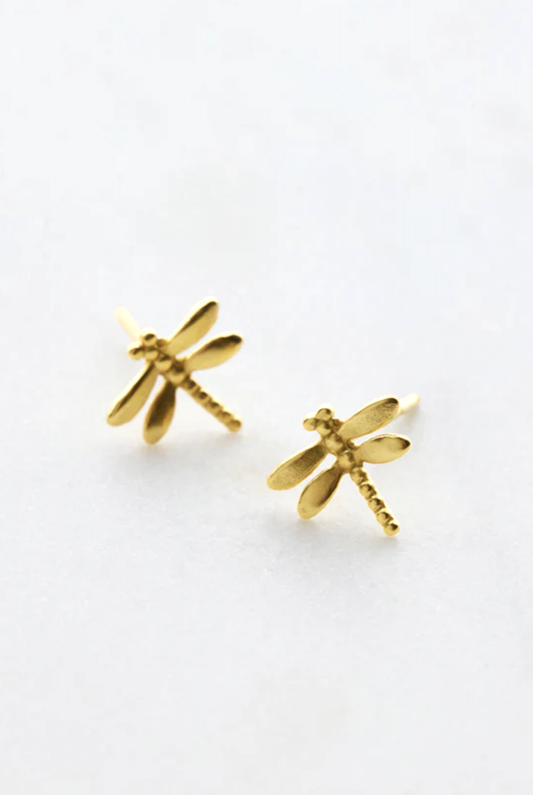 Dragonfly Stud Earrings - Gold