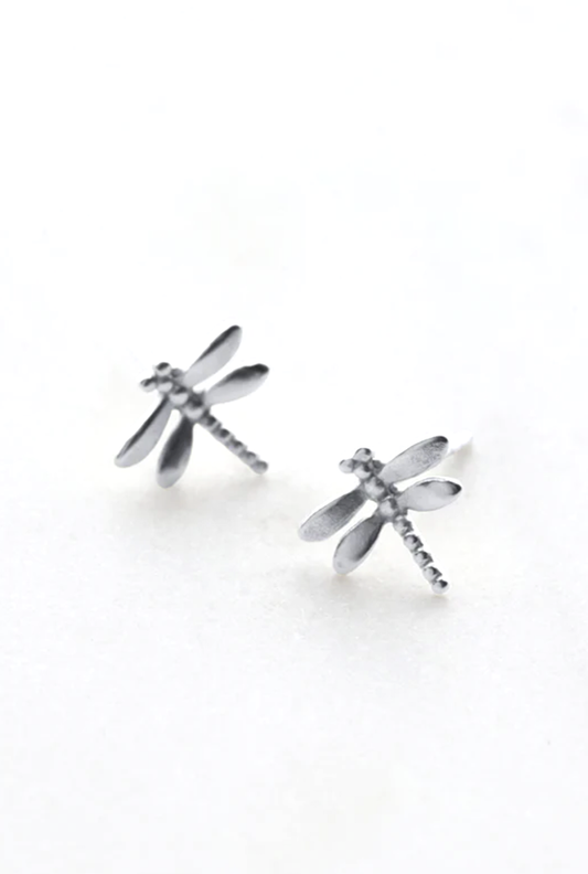 Dragonfly Stud Earrings - Silver