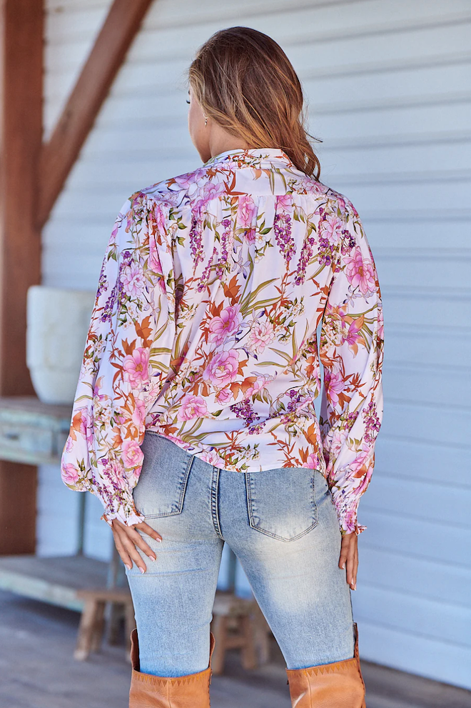 Danni Blouse - White Acadia Print