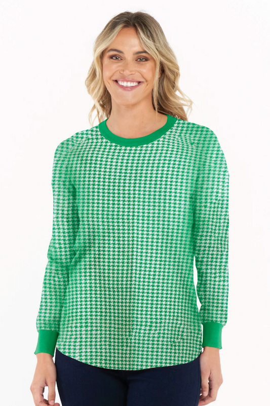 Sophie Knit - Green Houndstooth