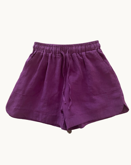 Bronte Linen Shorts - Mulberry