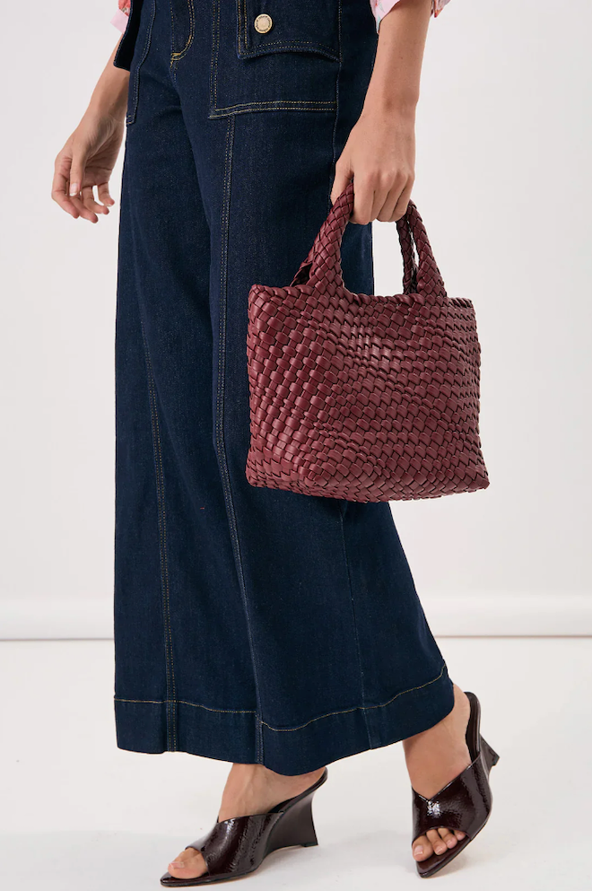 Lilah Woven Mini Tote - Burgundy