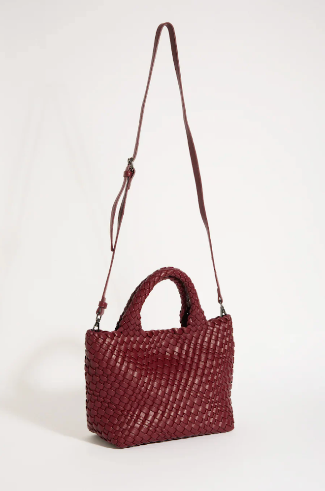 Lilah Woven Mini Tote - Burgundy