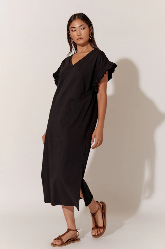 Annika Frilled Sleeve Dress - Black