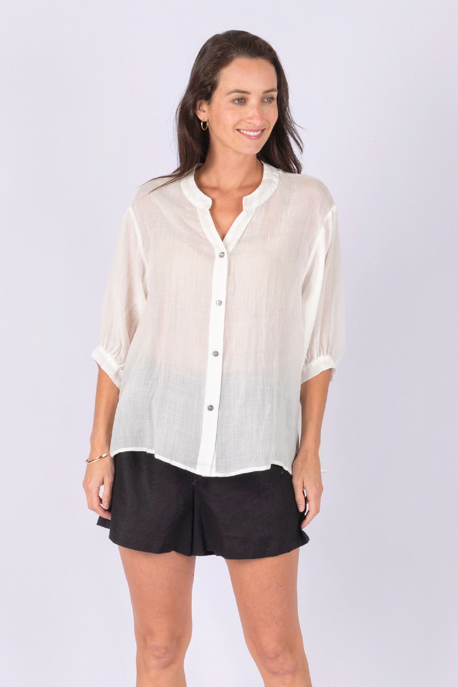 Aurora Linen Top - White
