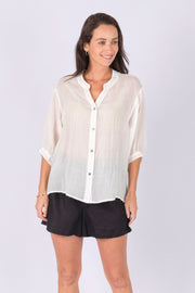 Aurora Linen Top - White