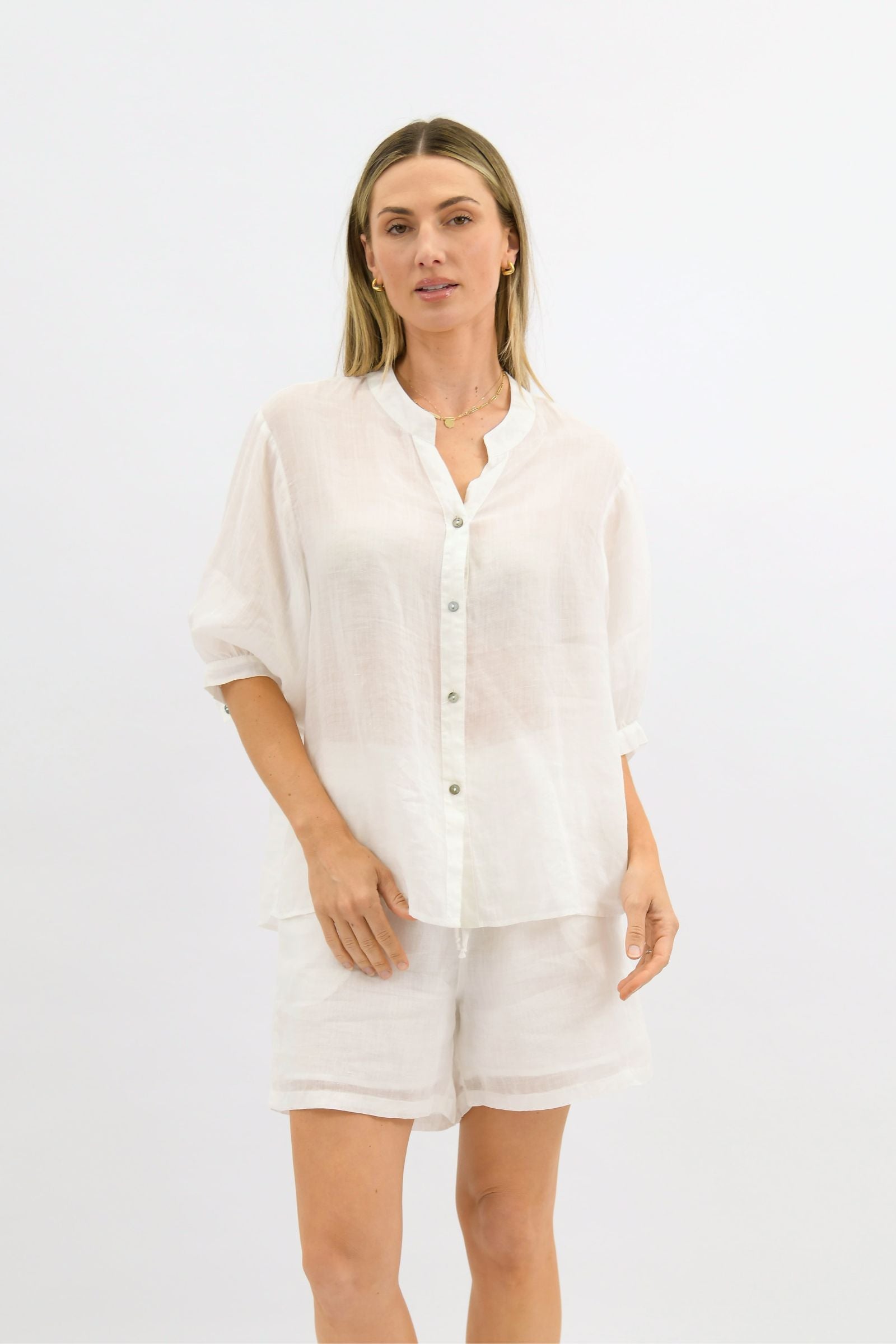 Aurora Linen Top - White