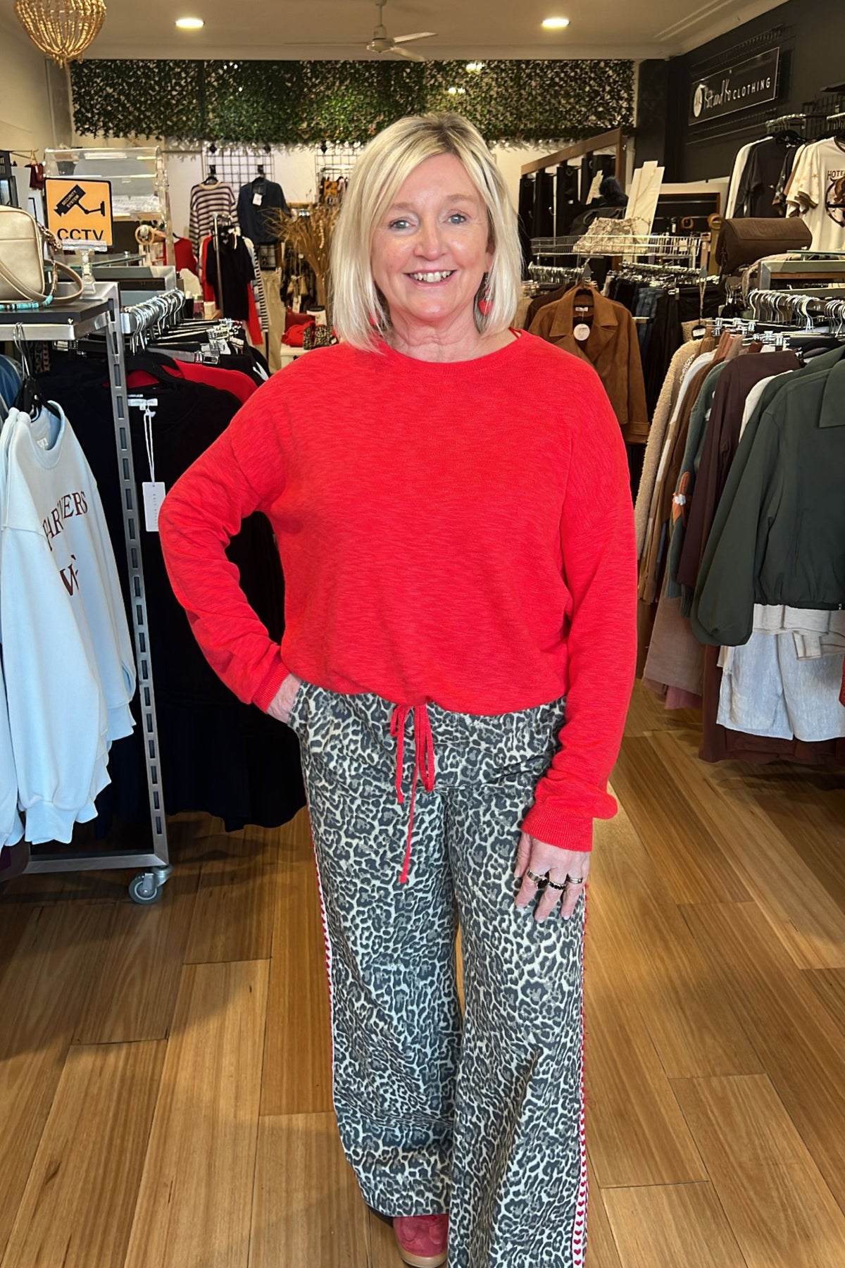 Little Lies Hailey Drawstring Top Red — relaxed drawstring-hem top, shop in Australia at Kat and Ko Clothing