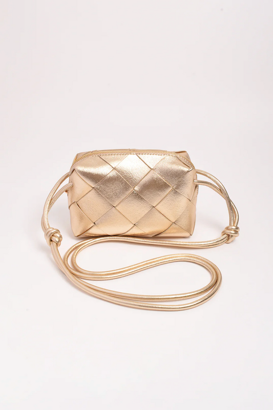 Elodie Weave Metallic Crossbody Bag - Gold