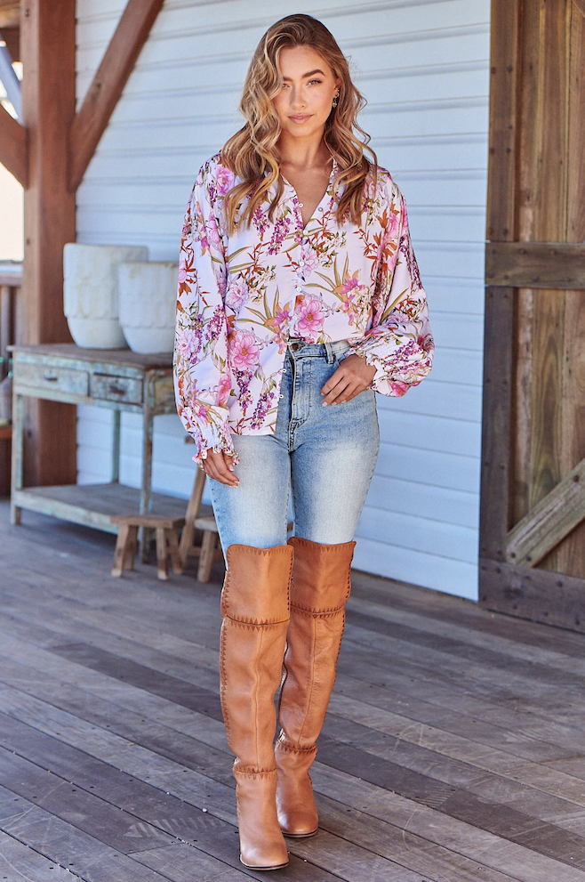 Danni Blouse - White Acadia Print