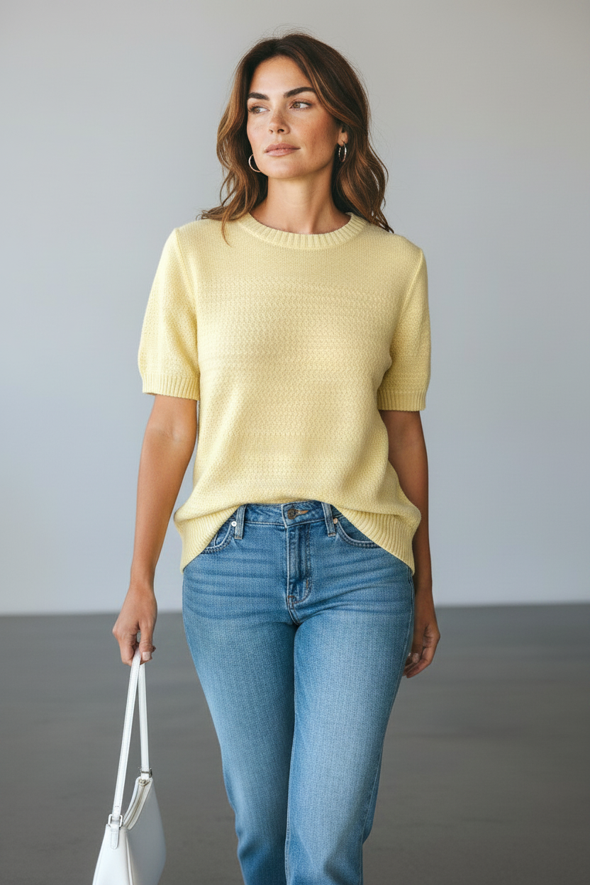 Maddie Knit Tee - Lemon