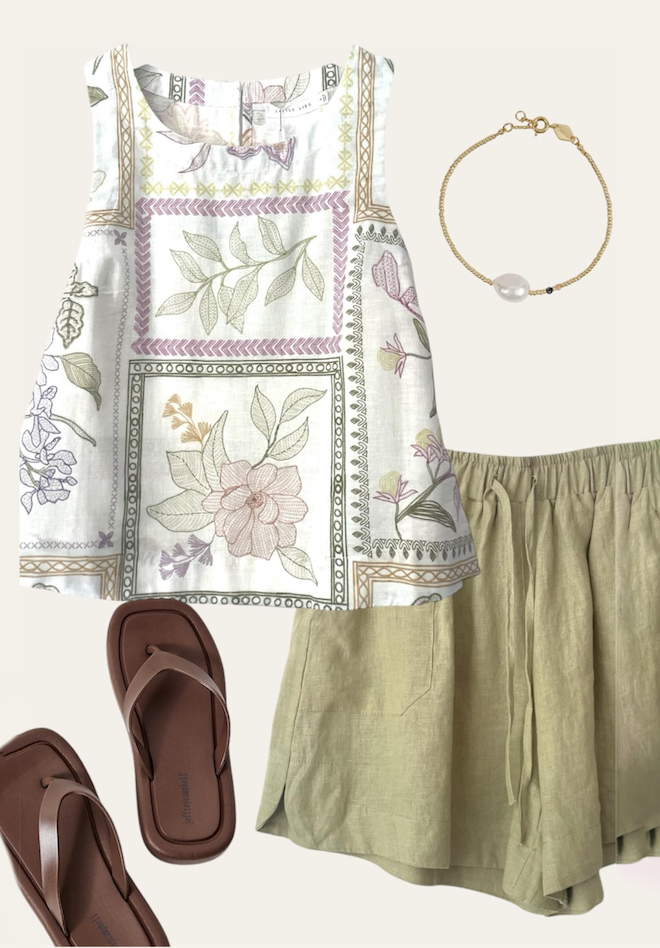 Bronte Linen Shorts - Sage