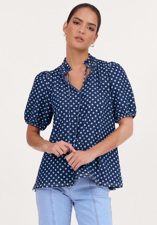 Sandra Spot Denim Top