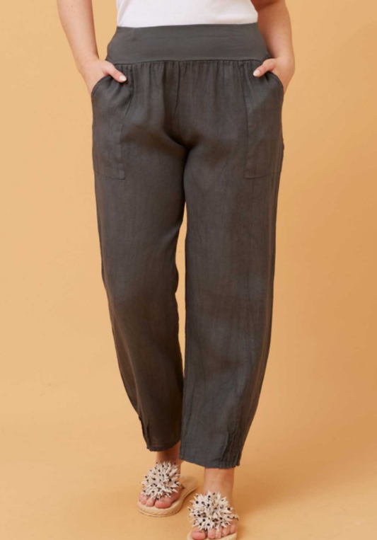 Sorrento Linen Pants - Charcoal