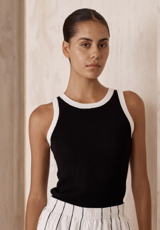 Ria Tank Top - Black/ White
