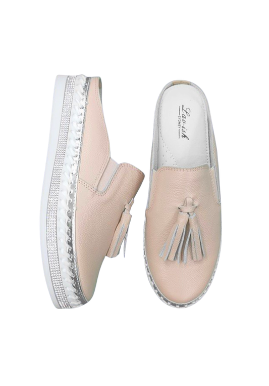 Leather Tassel Slide - Blush