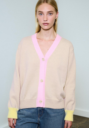 Colour Block Cardi - Pink