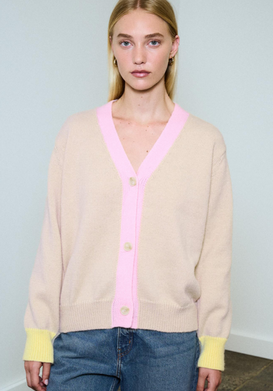 Colour Block Cardi - Pink