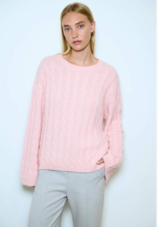 Anna Cable Jumper - Pink